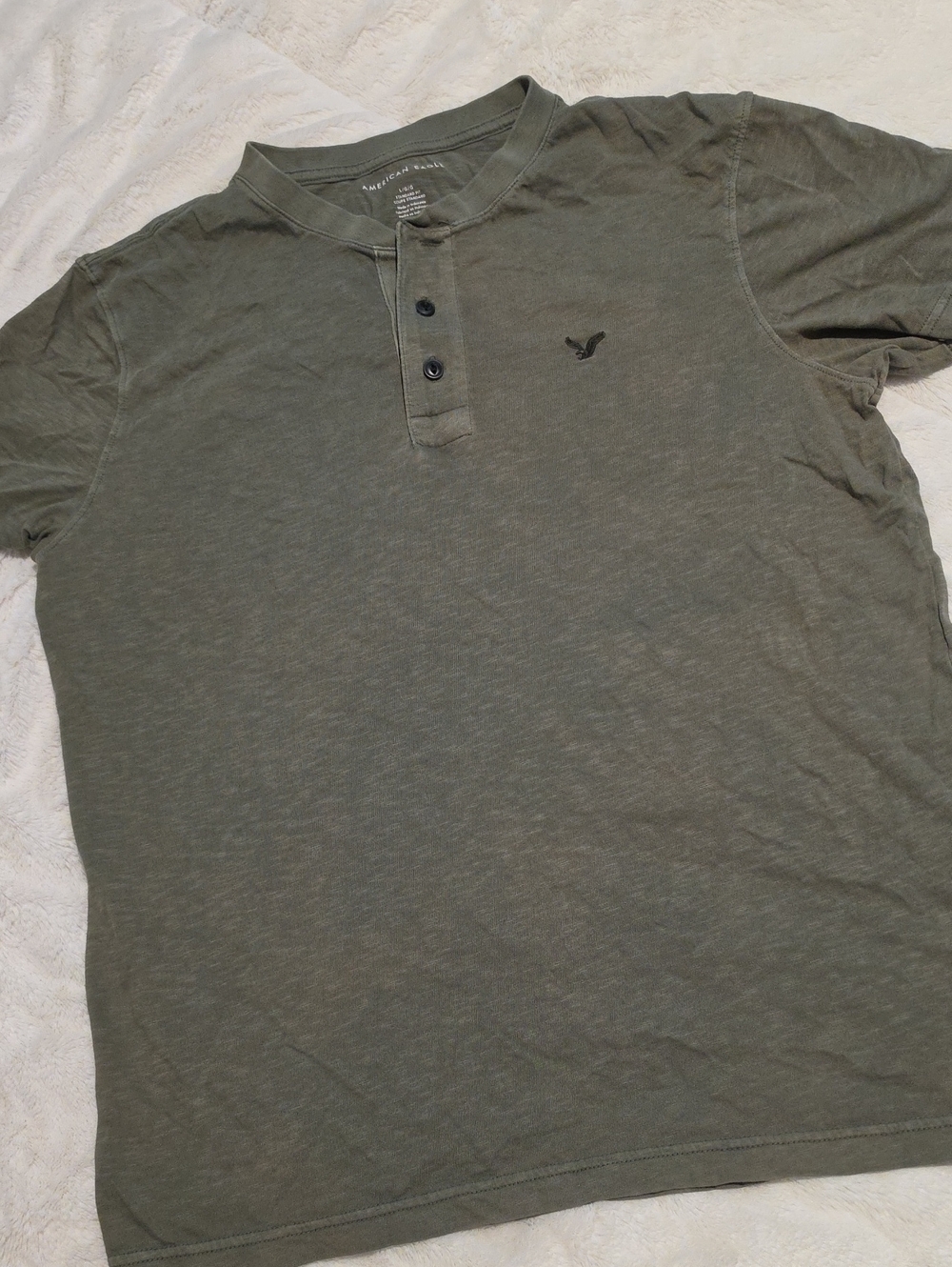 American Eagle Outfitters Olive Green Henley Shirt